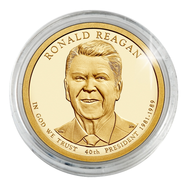 2016 Ronald Reagan Presidential Dollar - Philadelphia Gold Plated - Capsule